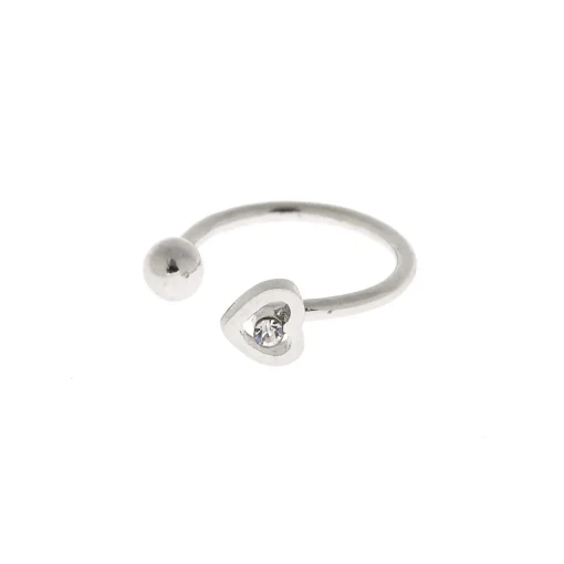Silver-tone Stainless Steel Heart Outline Faux Nose Ring