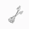 Silver-tone Stainless Steel Teardrop Crystal 14G Belly Bar