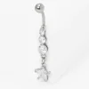 Silver-tone Stainless Steel Crystal Star Dangle 14G Belly Bar