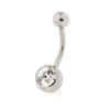 Silver-tone Stainless Steel Crystal Ball 14G Belly Bar