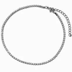 Silver-tone Stainless Steel Cubic Zirconia Dainty Tennis Anklet