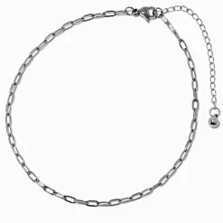 Silver-tone Stainless Steel Paperclip Chain Anklet