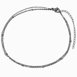 Silver-tone Stainless Steel Multi-Strand Ball Chain Anklet