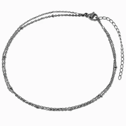 Silver-tone Stainless Steel Multi-Strand Ball Chain Anklet