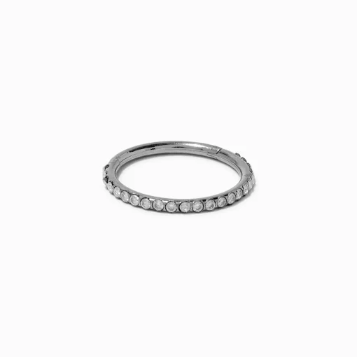 Silver-tone Stainless Steel Cubic Zirconia 16G Conch Hoop Earring