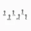 Silver-tone Stainless Steel Cubic Zirconia Geometric 16G Cartilage Earrings - 3 Pack