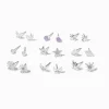 Silver-tone Star Bursts Stud Earrings - 9 Pack