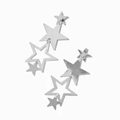 Silver-tone Star Linear Drop Earrings