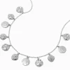 Silver-tone Textured Coin Chain Necklace