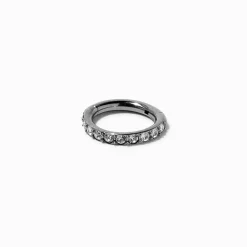 Silver-tone Titanium Crystal 20G Tragus Hoop Earring