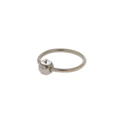 Silver-tone Titanium Cubic Zirconia 20G Cartilage Hoop Earring