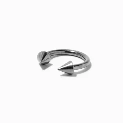 Silver-tone Titanium 16G Double Spike Cartilage Earring