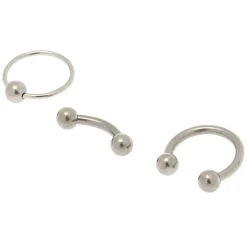Silver-tone Titanium 16G Mixed Cartilage Earrings - 3 Pack