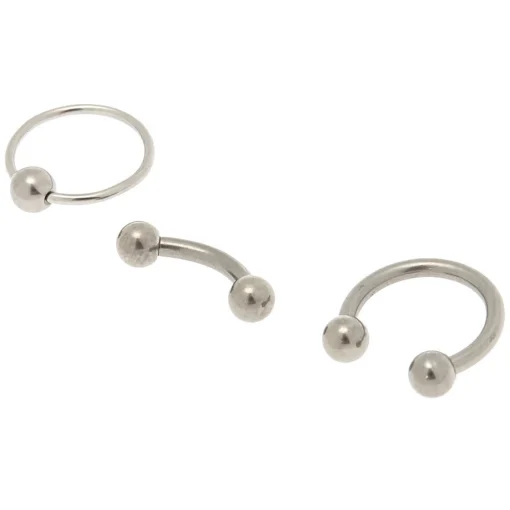 Silver-tone Titanium 16G Mixed Cartilage Earrings - 3 Pack
