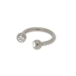 Silver-tone Titanium Horseshoe Crystal 16G Cartilage Earring