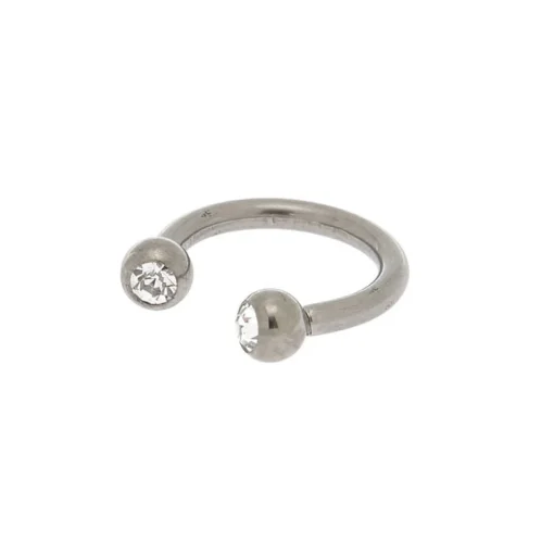 Silver-tone Titanium Horseshoe Crystal 16G Cartilage Earring