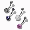 Silver-tone Titanium Purple Fireball 14G Belly Bars - 4 Pack