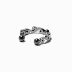 Silver-tone Titanium Twisted Faux Nose Hoop