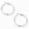 Silver-tone Tube 40mm Hoop Earrings