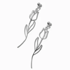 Silver-tone Tulip Drop Earrings
