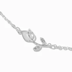 Silver-tone Tulip Pendant Necklace