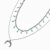 Silver-tone Turquoise Moon Multi-Strand Necklace