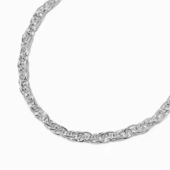 Silver-tone Twisted Rope Chain Necklace