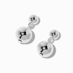 Silver-tone Two Ball Stud Earrings