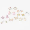 Silver-tone Unicorn Mixed Stud Earrings - 9 Pack