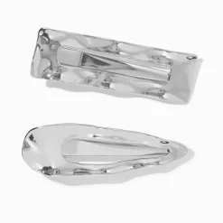 Silver-tone Wave Hair Clips - 2 Pack