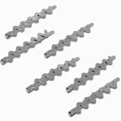 Silver-tone Wavy Hair Pins - 6 Pack
