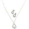 Silver-tone White Pearl Teardrop Pendant Necklace & Earring Set
