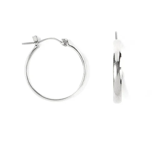 Silver-tone Wide Band 25mm Hoop Earrings