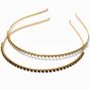 Skinny Black & Clear Rhinestone Headbands - 2 Pack