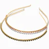 Skinny Pink & Green Rhinestone Headbands - 2 Pack