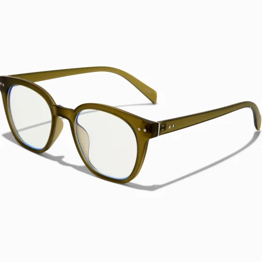 Solar Blue Light Reducing Crystal Green Clear Lens Oval Frames