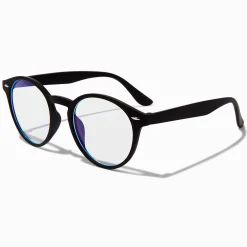 Solar Blue Light Reducing Round Retro Clear Lens Black Frames