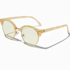 Solar Blue Light Reducing Brown Tan Marble Browline Clear Lens Frames
