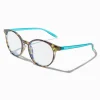 Solar Blue Light Reducing Tortoiseshell Teal Oval Clear Lens Frames