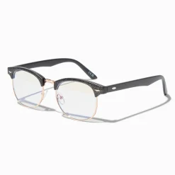 Solar Blue Light Reducing Black Glitter Browline Clear Lens Frames