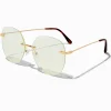 Solar Blue Light Reducing Green Trim Clear Lens Round Frames