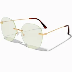 Solar Blue Light Reducing Green Trim Clear Lens Round Frames