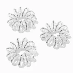 Sparkly Diamond Spiral Hair Ties - 3 Pack