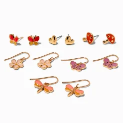 Spring Motifs Gold-tone Earring Set - 6 Pack