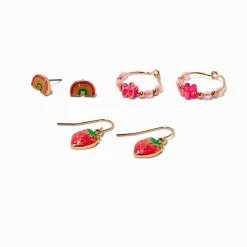 Spring Strawberry Mixed Earrings Set - 3 Pack