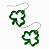 St. Patrick's Day Glitter Shamrock Cut-Out Drop Earrings