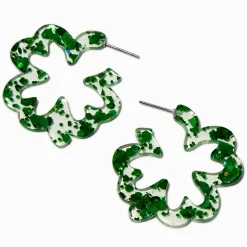 St. Patrick's Day Shamrock-Shaped Hoop Earring