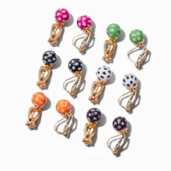 Star Print Ball Clip-On Stud Earrings - 6 Pack