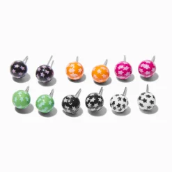 Star Print Ball Stud Earrings - 6 Pack