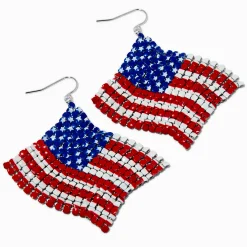 Stars & Stripes American Flag Mesh Drop Earrings